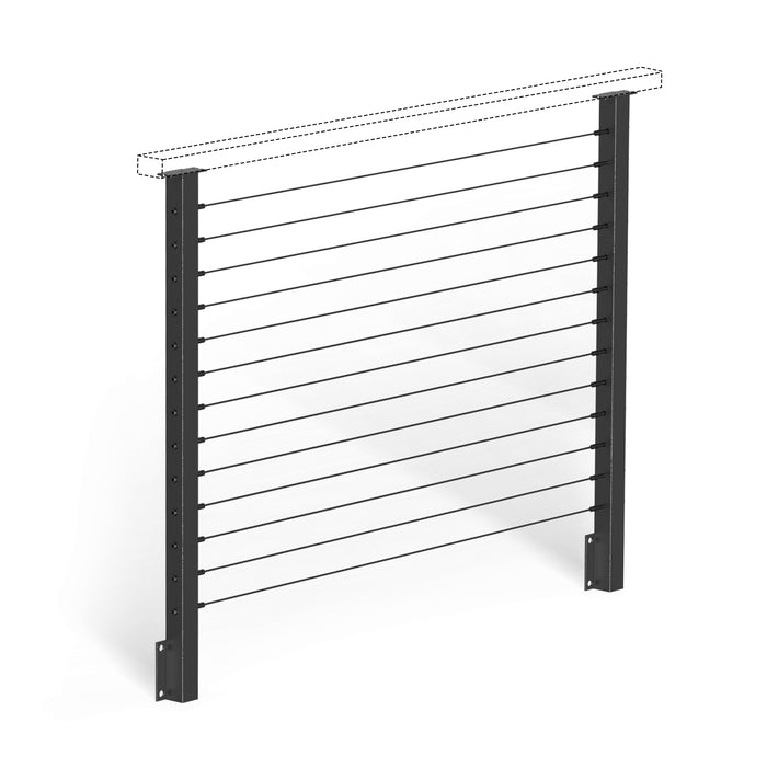 BLIKA 42'' Black Side Mount Stair Cable Railing System DIY Kit (4FT - 20FT, No Handrail)
