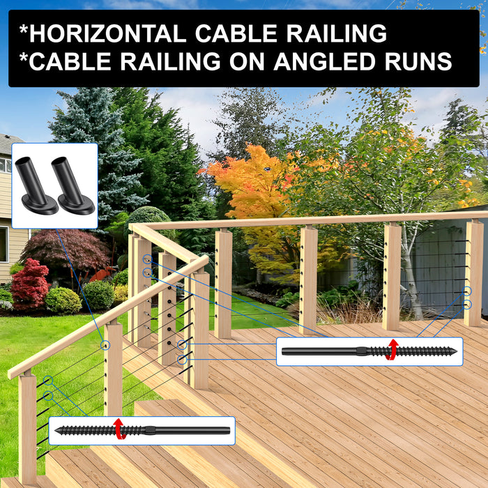 BLIKA Black Swage Lag Screws for 1/8" Cable Railing