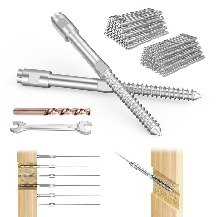 BLIKA Swageless Lag Screws Left & Right For 1/8" & 3/16" Cable Railing