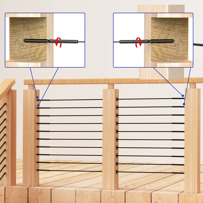 BLIKA Black Swage Lag Screws for 1/8" Cable Railing