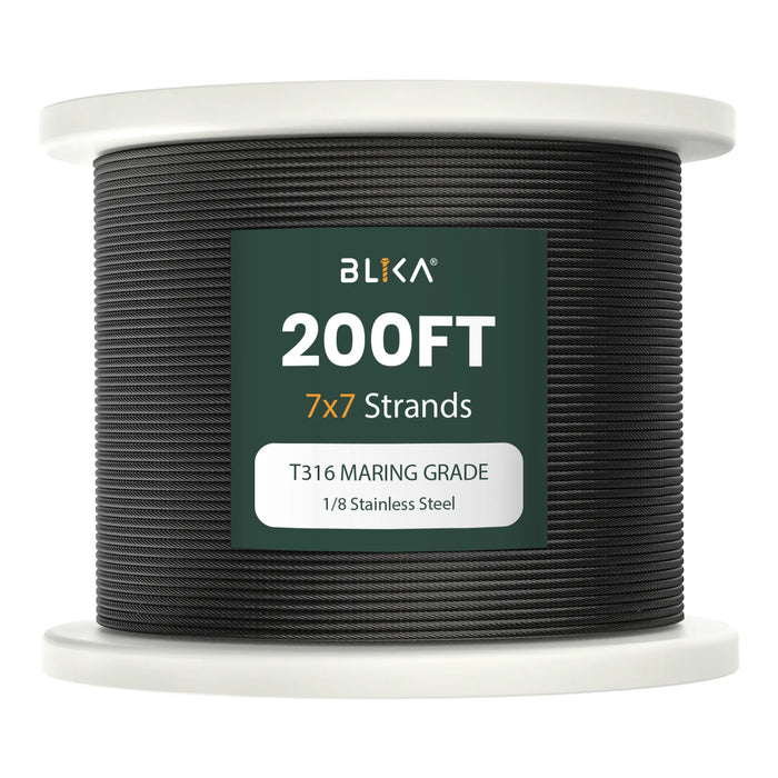 BLIKA 1/8" Black T316 Stainless Steel Cable