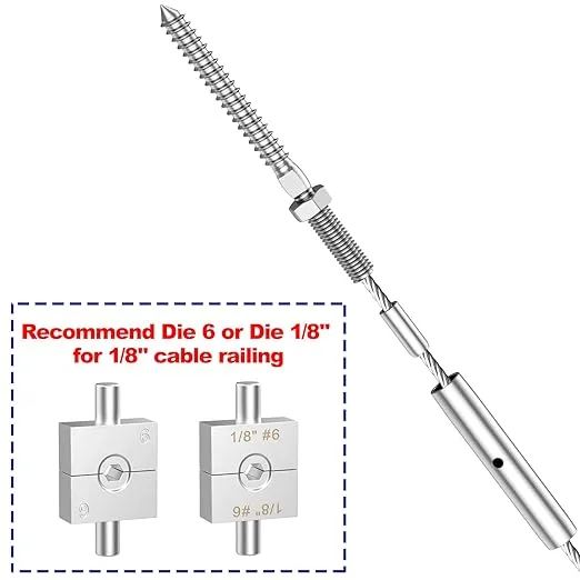 BLIKA Invisible Crimp Swage Lag Screws for 1/8" Cable Railing