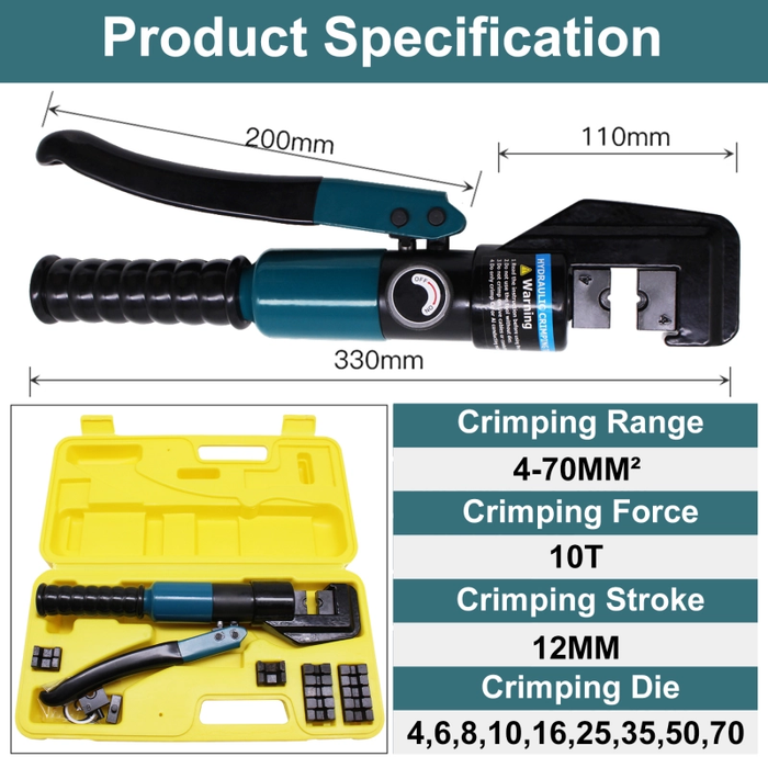 BLIKA 10 Ton Hydraulic Crimping Tool and Cable Cutter