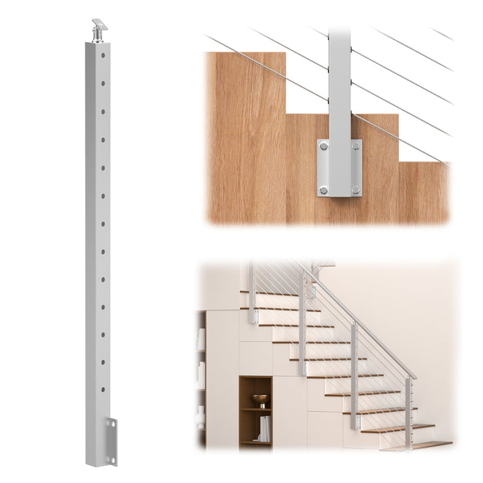BLIKA 42" brushed stainless steel Angle Drilled Side Mount Post