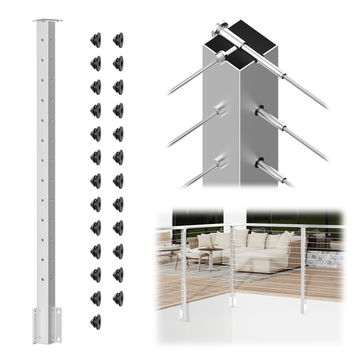 BLIKA 42" Level Drilled Brushed Stainless Side Mount Inner Corner Post