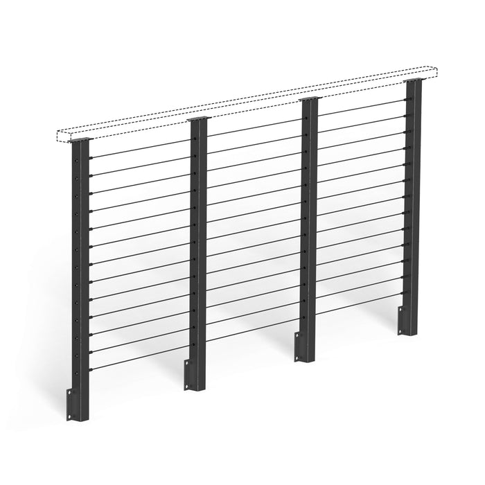 BLIKA 42'' Black Side Mount Cable Railing System DIY Kit (4FT - 20FT,  No Handrail)