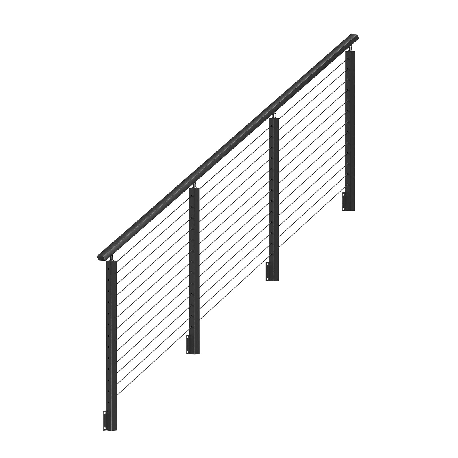 BLIKA 42'' Black Side Mount Stair Cable Railing System DIY Kit (4FT - 20FT, Angle Drilled)