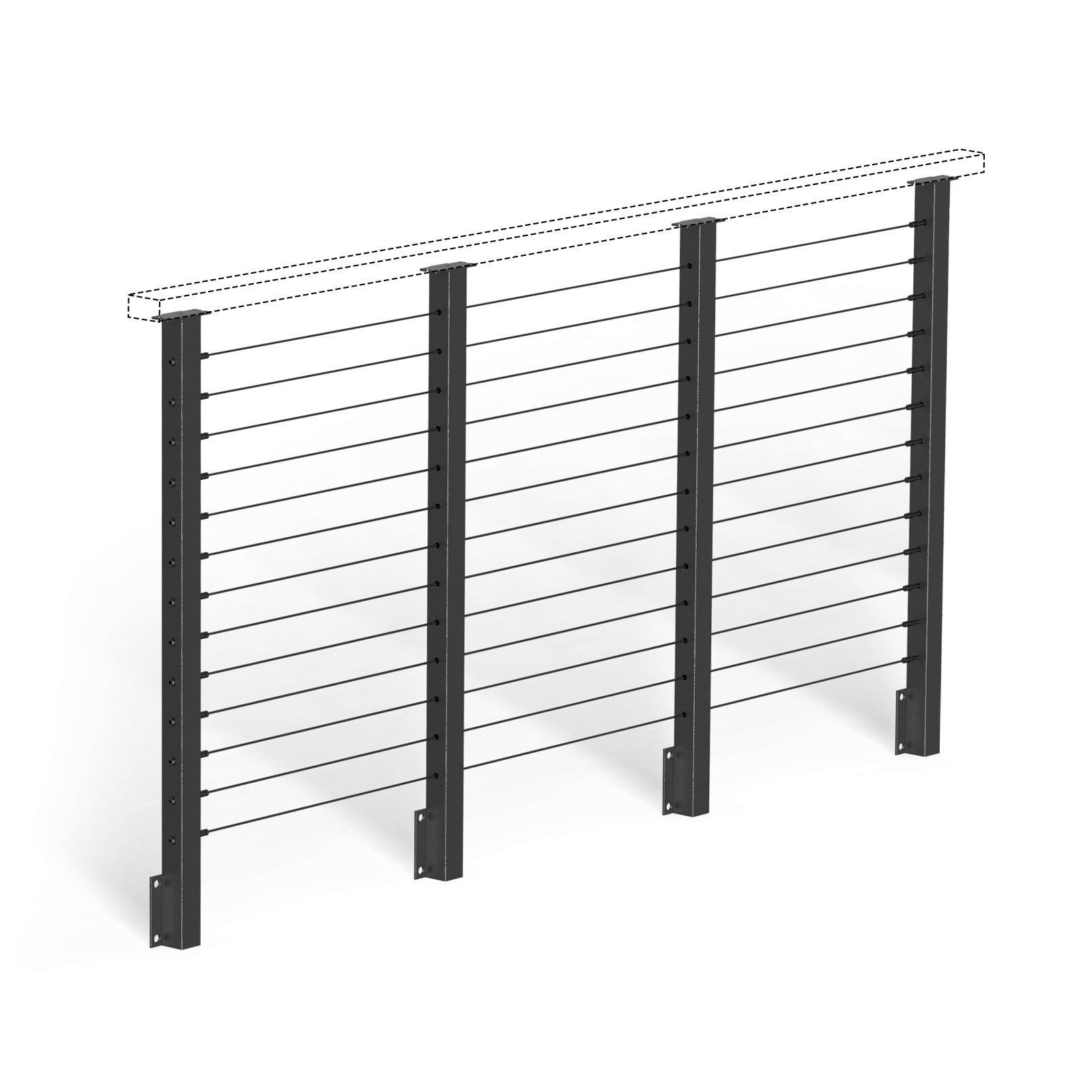 BLIKA 42'' Black Side Mount Stair Cable Railing System DIY Kit (4FT - 20FT,  No Handrail)