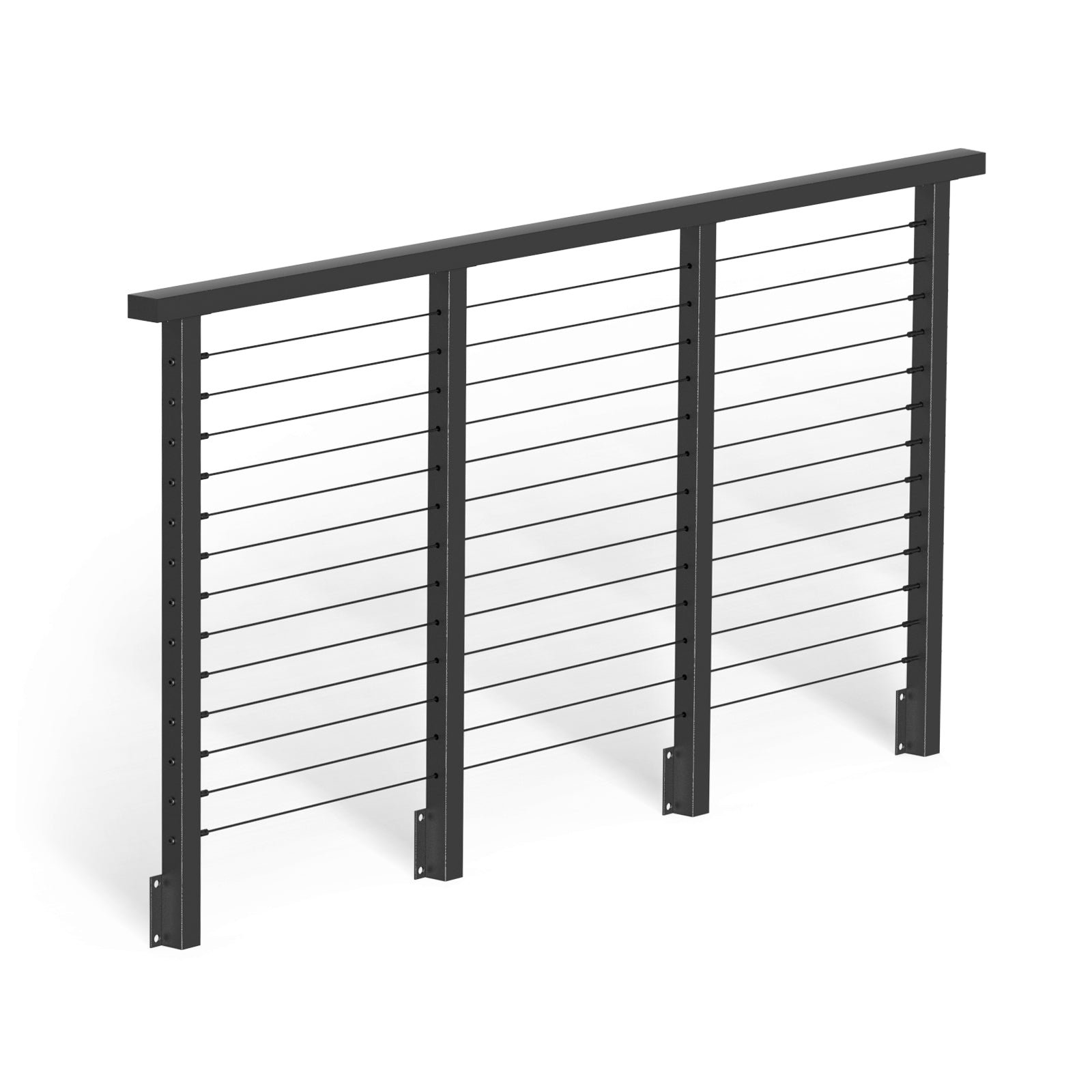BLIKA 42'' Black Side Mount Cable Railing System DIY Kit (4FT - 20FT, Level Drilled)