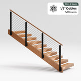 BLIKA 36'' & 42'' Black Side Mount Stair Cable Railing System DIY Kit (4FT - 20FT,  No Handrail) - 1/8" Cable & Hardware