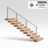 BLIKA 36'' & 42'' Brushed Stainless Steel Surface Mount Stair Cable Railing System DIY Kit (4FT - 20FT, Angled Drilled) - 1/8" Cable & Hardware