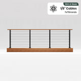BLIKA 36'' & 42''  Black Surface Mount Cable Railing System DIY Kit (4FT - 28FT, Level Drilled, No Handrail) - 1/8" Cable & Hardware