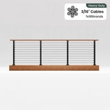 BLIKA 36'' & 42''  Black Surface Mount Cable Railing System DIY Kit (4FT - 28FT, Level Drilled, No Handrail) - 3/16" Cable & Hardware