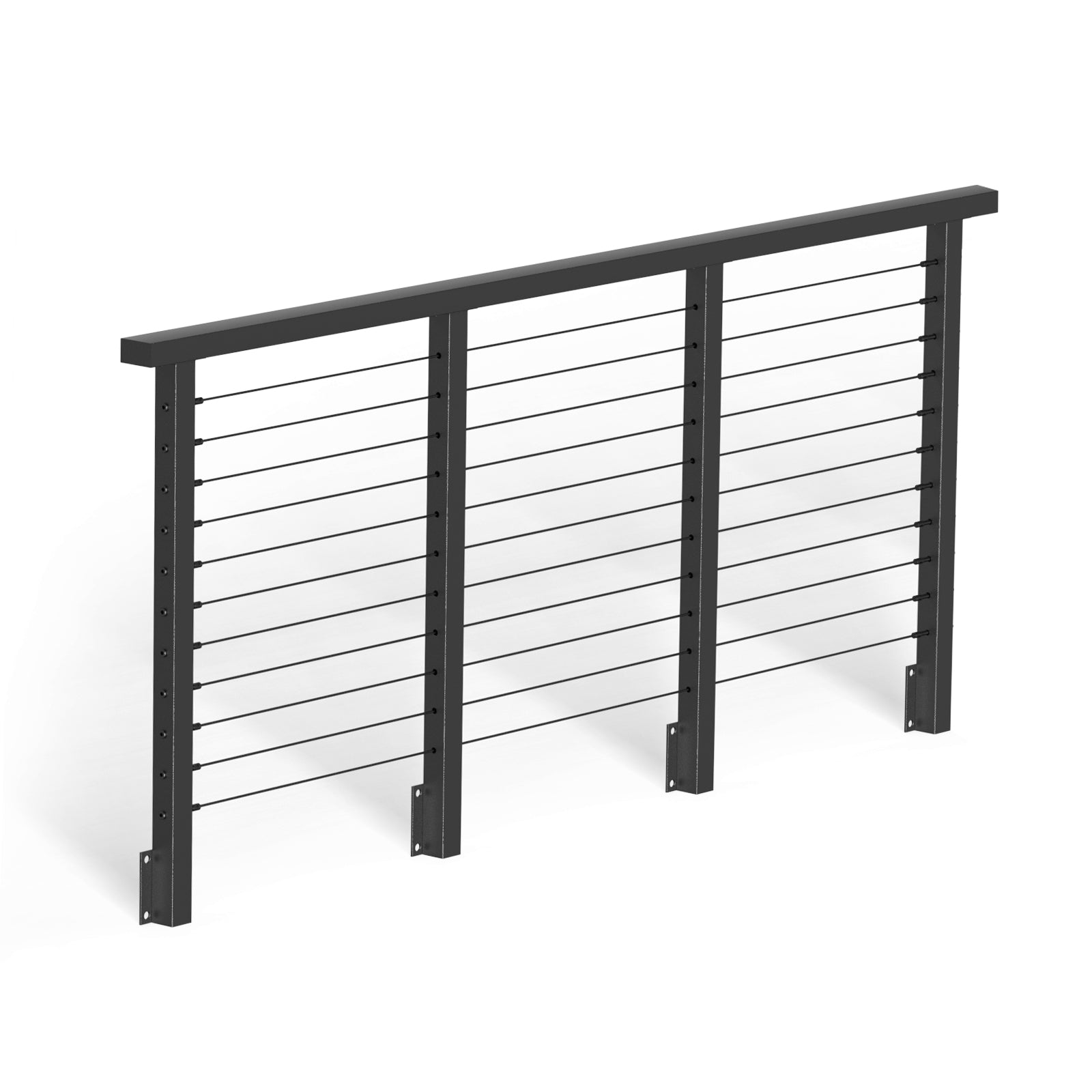 BLIKA 36'' Black Side Mount Cable Railing System DIY Kit (4FT - 28FT, Level Drilled)