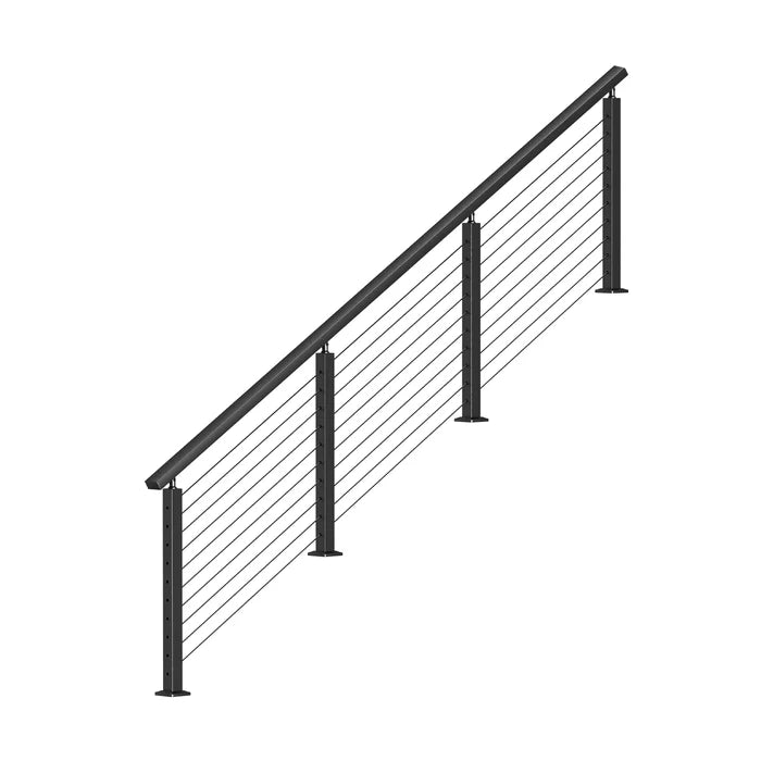 BLIKA 36'' Black Surface Mount Stair Cable Railing  DIY Kit