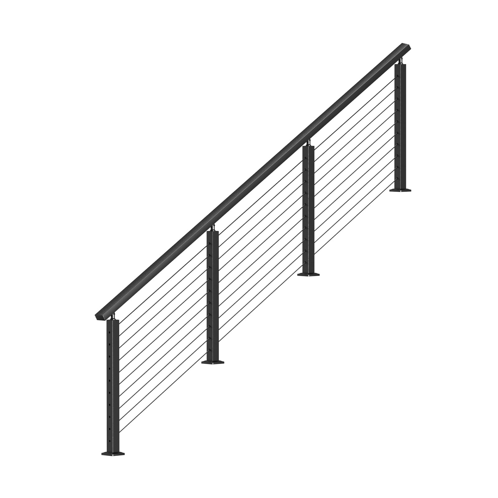 BLIKA 36'' & 42'' Black Surface Mount Stair Cable Railing System DIY Kit (4FT - 20FT, Angled Drilled)