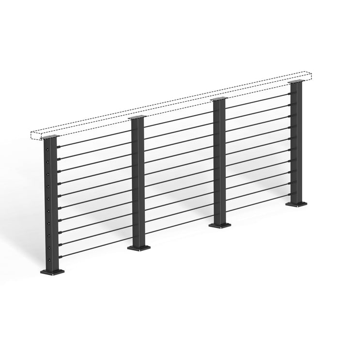 BLIKA 36'' & 42''  Black Surface Mount Cable Railing System DIY Kit (4FT - 20FT, Level Drilled, No Handrail)