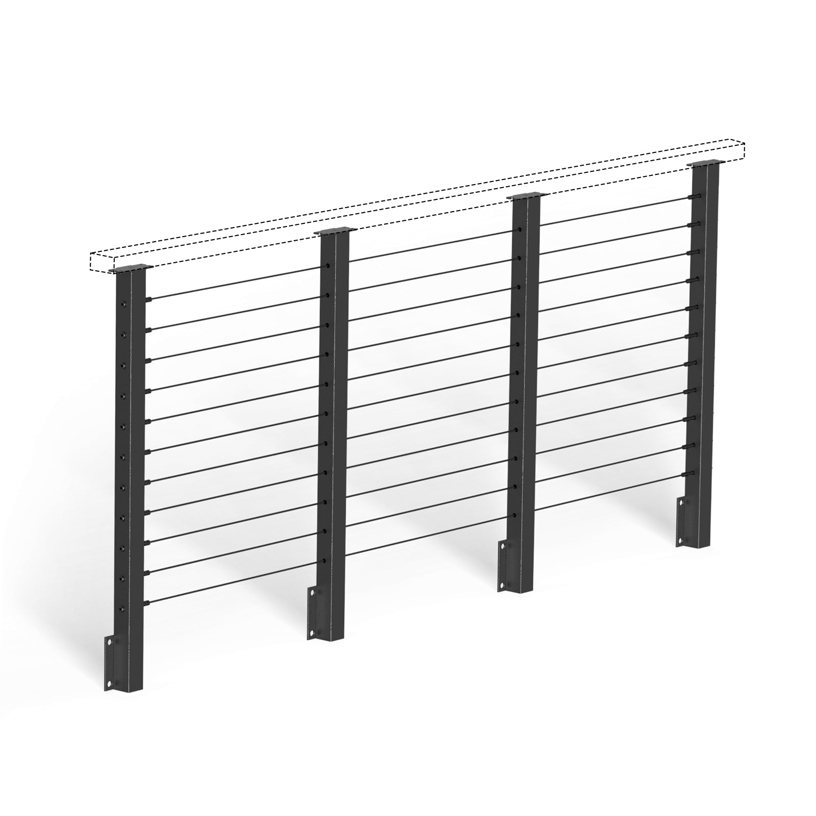 BLIKA 36'' Black Side Mount Cable Railing System DIY Kit (4FT - 20FT,  No Handrail)