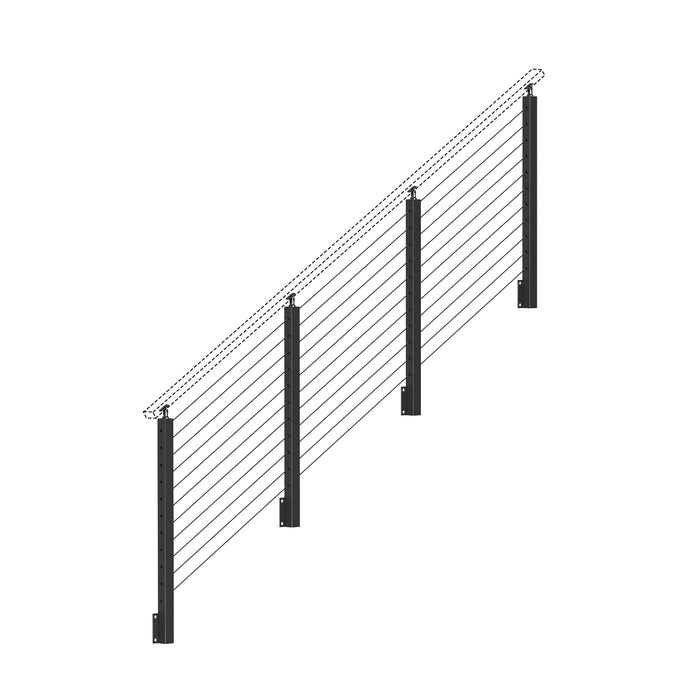 BLIKA 36''  Black Side Mount Stair Cable Railing System DIY Kit (4FT - 20FT,  No Handrail)