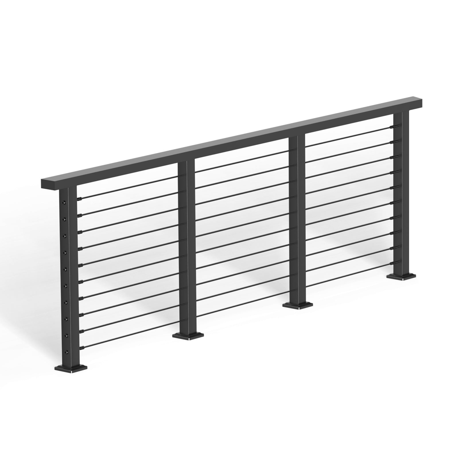 BLIKA 36'' & 42'' Black Surface Mount Cable Railing System DIY Kit (4FT - 28FT, Level Drilled, )