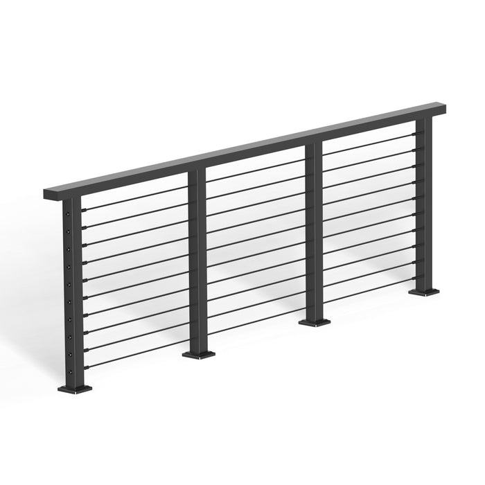 BLIKA 36'' & 42'' Black Surface Mount Cable Railing System DIY Kit (4FT - 28FT, Level Drilled, )