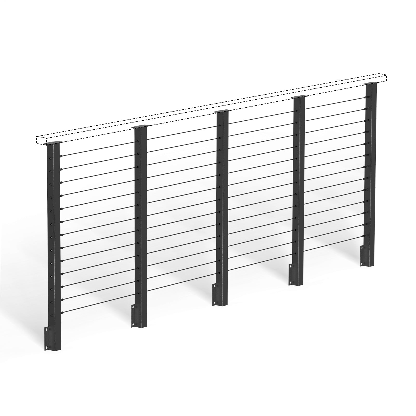 BLIKA 42'' Black Side Mount Cable Railing System DIY Kit (4FT - 20FT,  No Handrail)