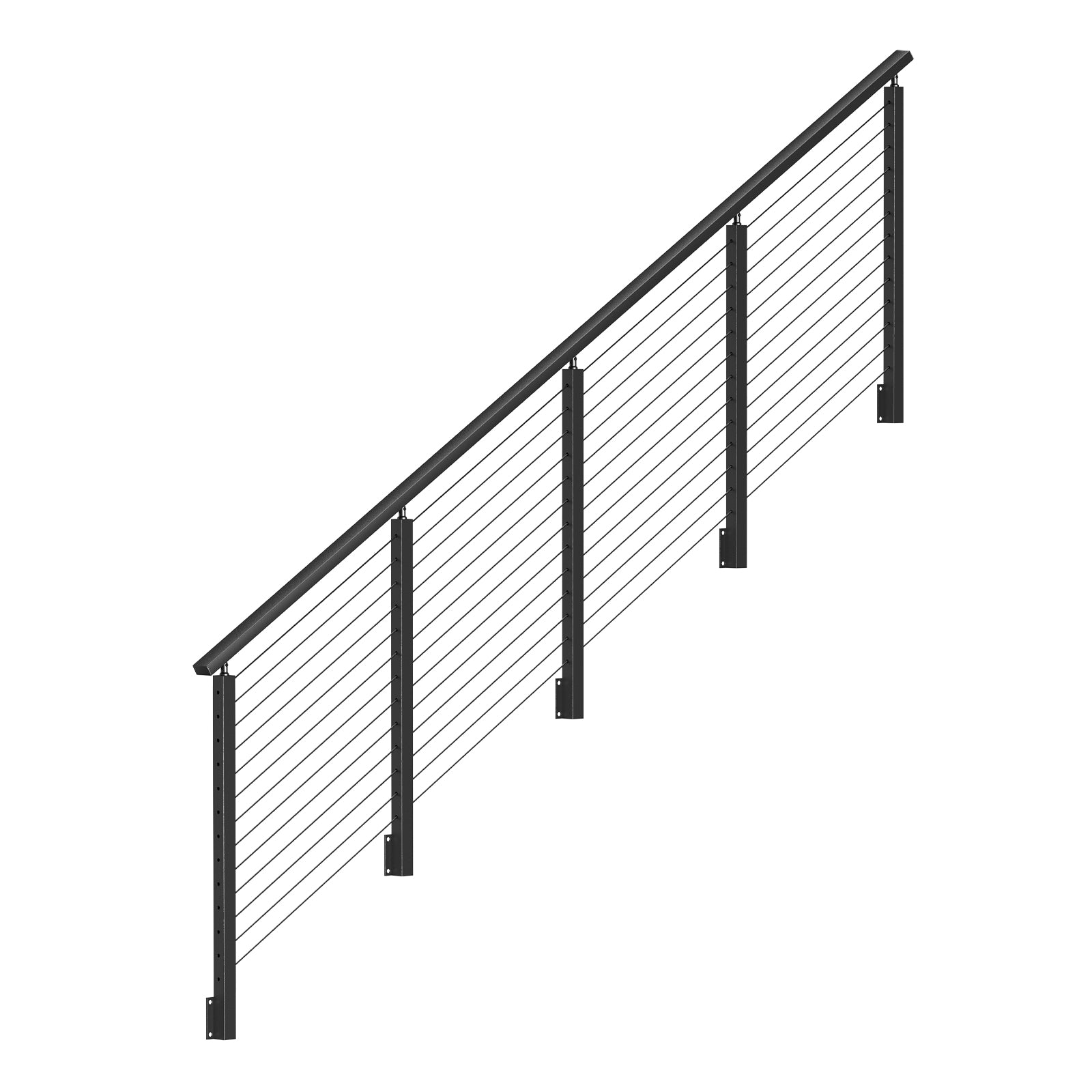 BLIKA 42'' Black Side Mount Stair Cable Railing System DIY Kit (4FT - 20FT, Angle Drilled)
