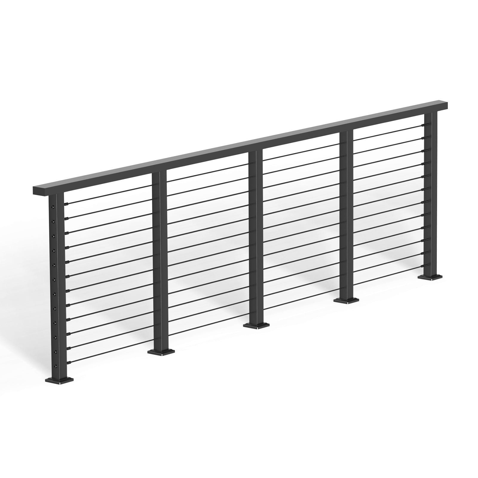 BLIKA 36'' & 42'' Black Surface Mount Cable Railing System DIY Kit (4FT - 28FT, Level Drilled, )