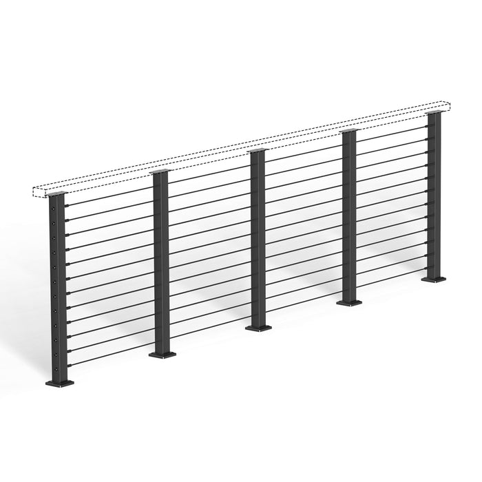BLIKA 36'' & 42''  Black Surface Mount Cable Railing System DIY Kit (4FT - 20FT, Level Drilled, No Handrail)