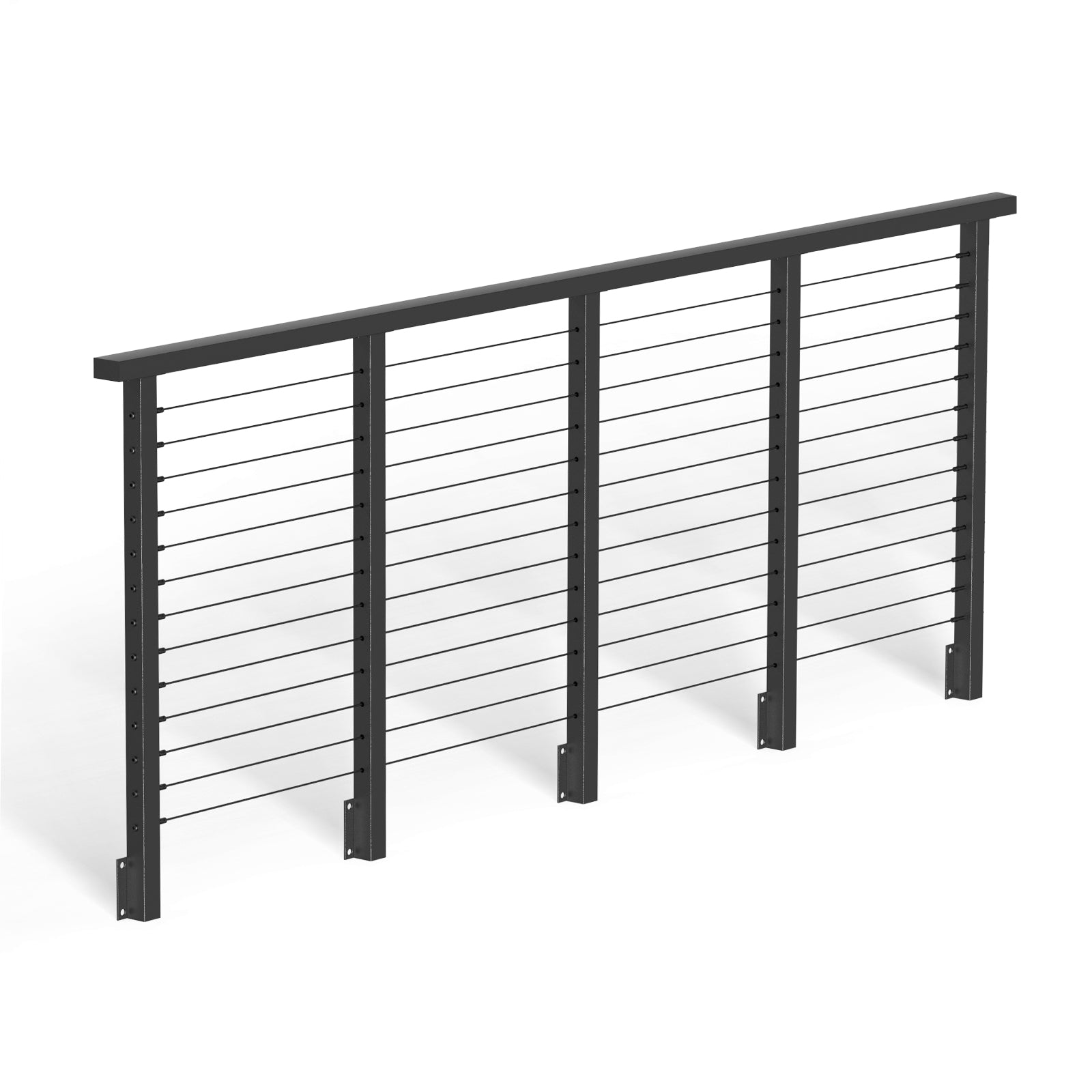 BLIKA 42'' Black Side Mount Cable Railing System DIY Kit (4FT - 20FT, Level Drilled)