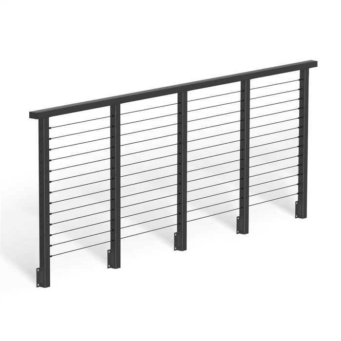 BLIKA 42'' Black Side Mount Cable Railing System DIY Kit (4FT - 20FT, Level Drilled)