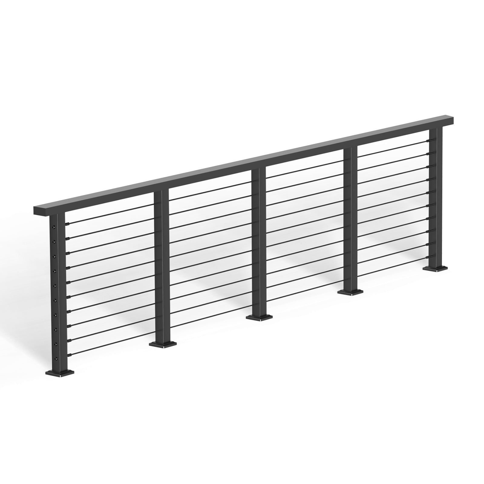 BLIKA 36'' & 42'' Black Surface Mount Cable Railing System DIY Kit (4FT - 28FT, Level Drilled, )