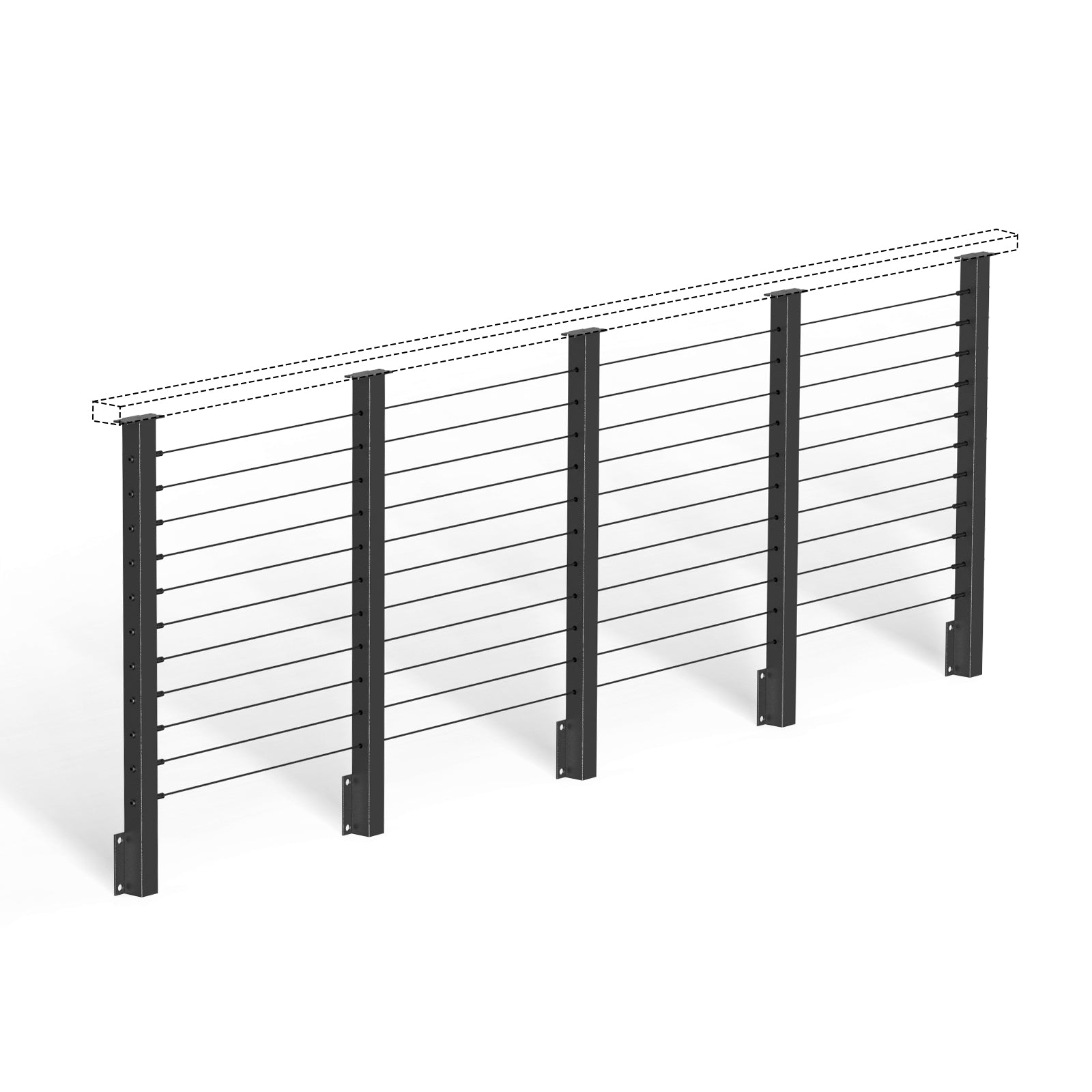 BLIKA 36'' Black Side Mount Cable Railing System DIY Kit (4FT - 20FT,  No Handrail)