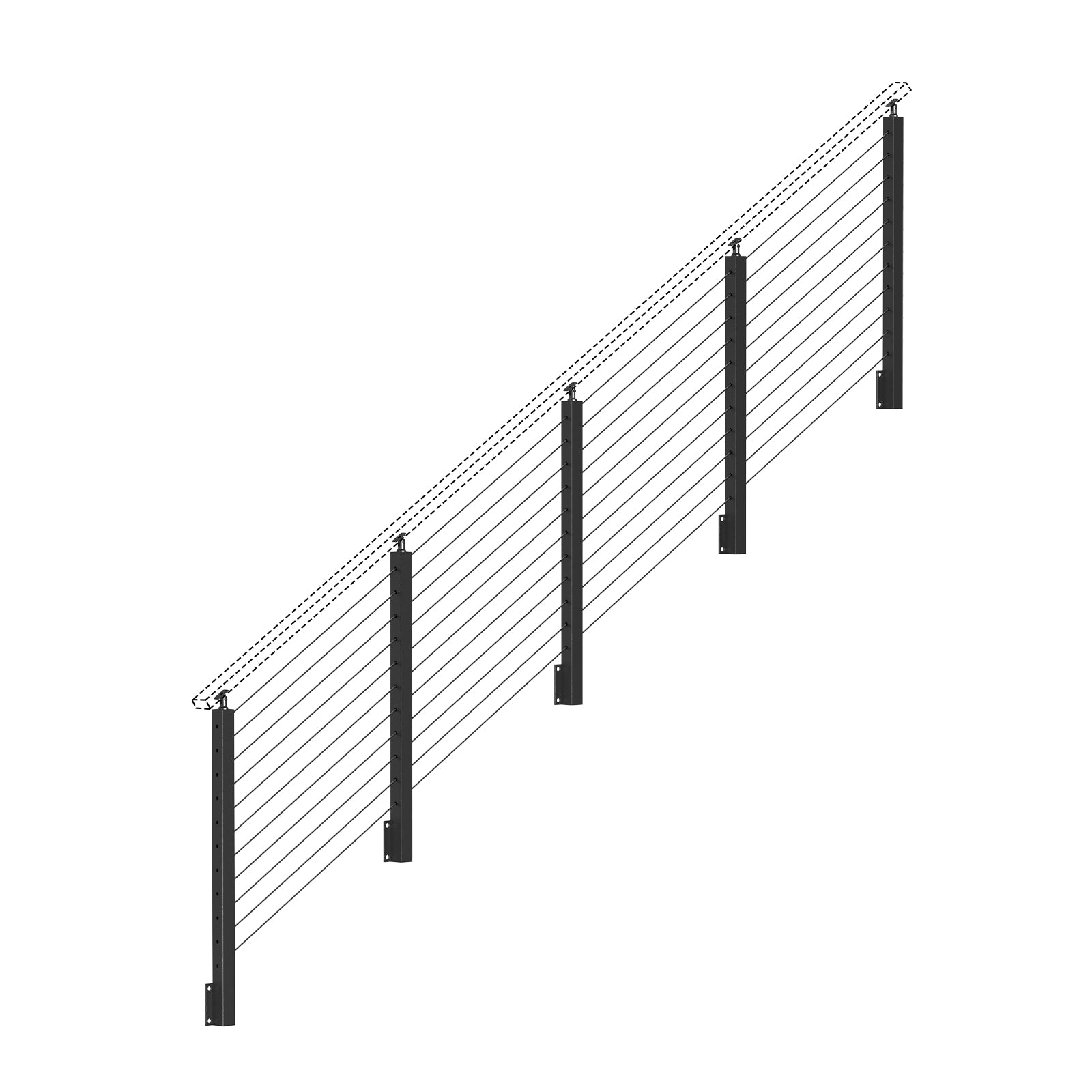 BLIKA 36''  Black Side Mount Stair Cable Railing System DIY Kit (4FT - 20FT,  No Handrail)