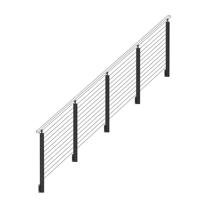 BLIKA 36''  Black Side Mount Stair Cable Railing System DIY Kit (4FT - 20FT,  No Handrail)