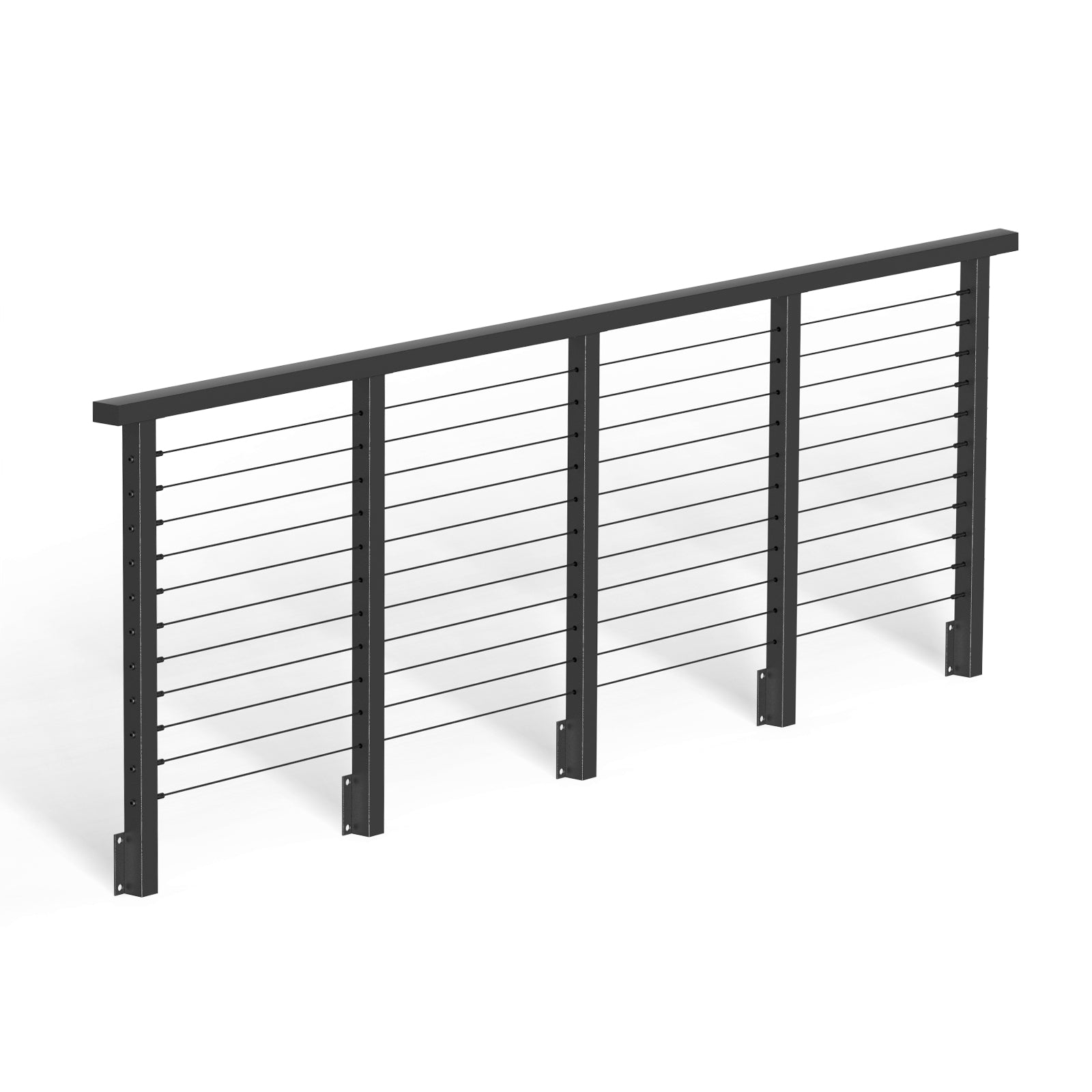 BLIKA 36'' Black Side Mount Cable Railing System DIY Kit (4FT - 28FT, Level Drilled)