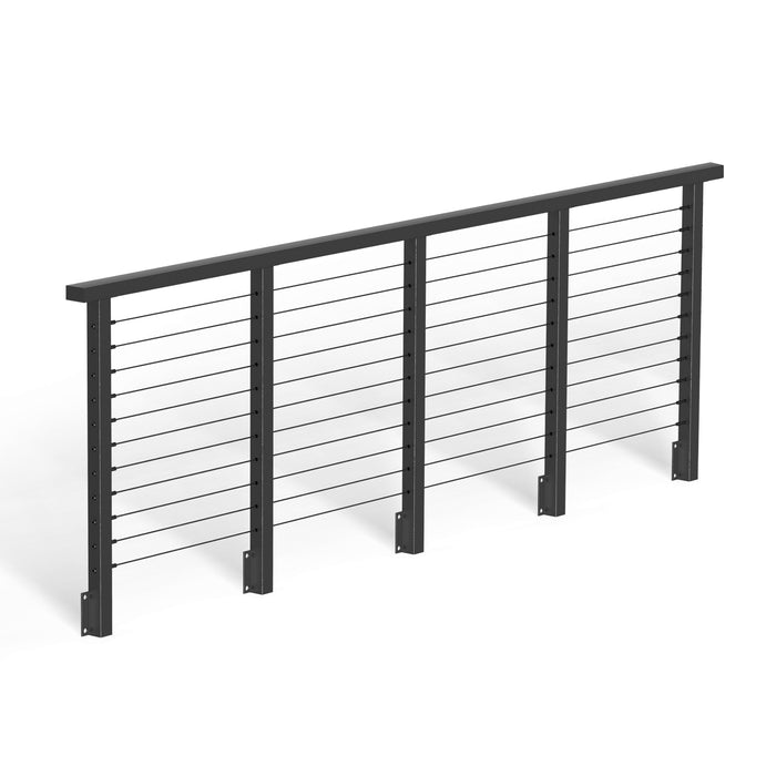 BLIKA 36'' Black Side Mount Cable Railing System DIY Kit (4FT - 28FT, Level Drilled)