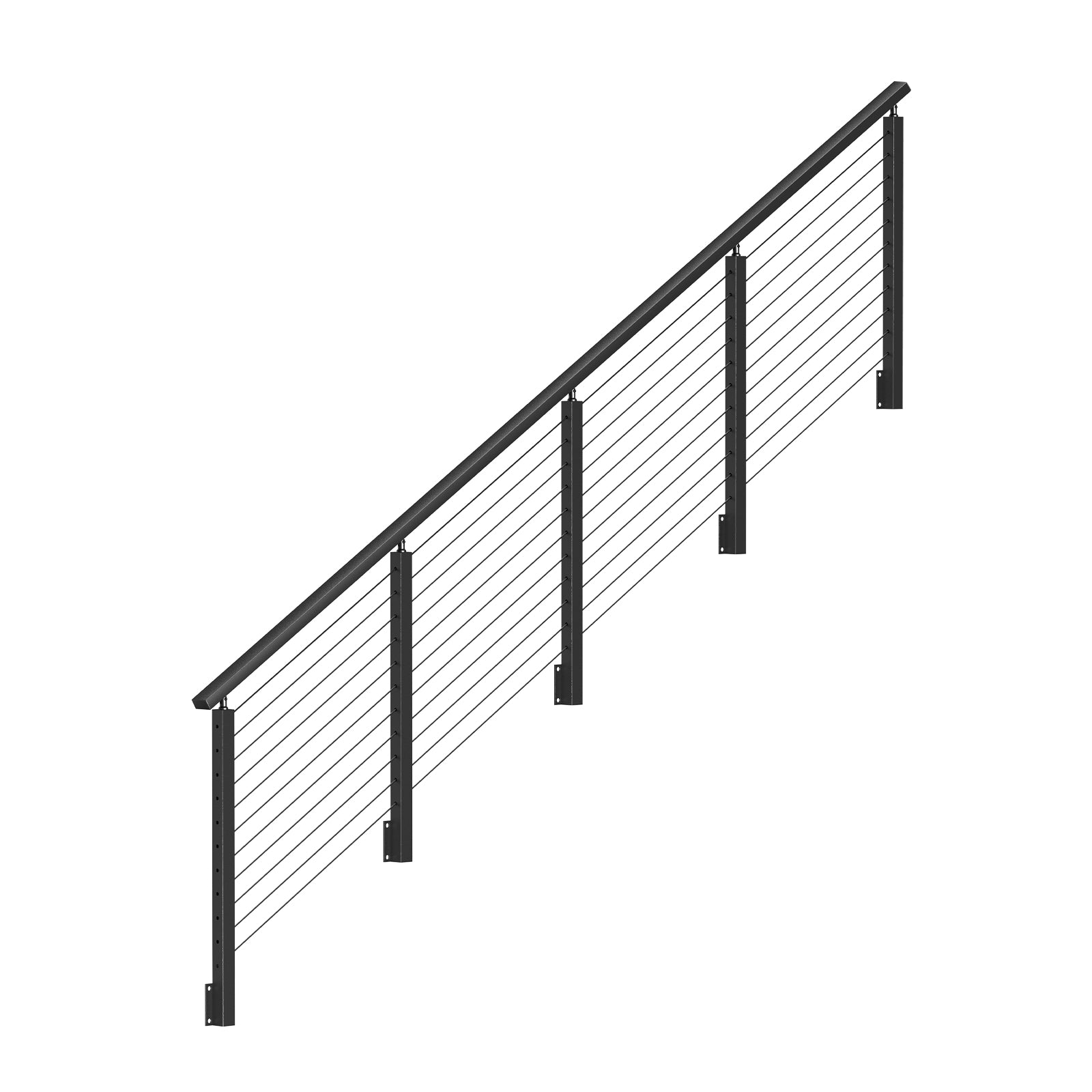BLIKA 36'' Black Side Mount  Stair Cable Railing System DIY Kit (4FT - 20FT, Angled Drilled)