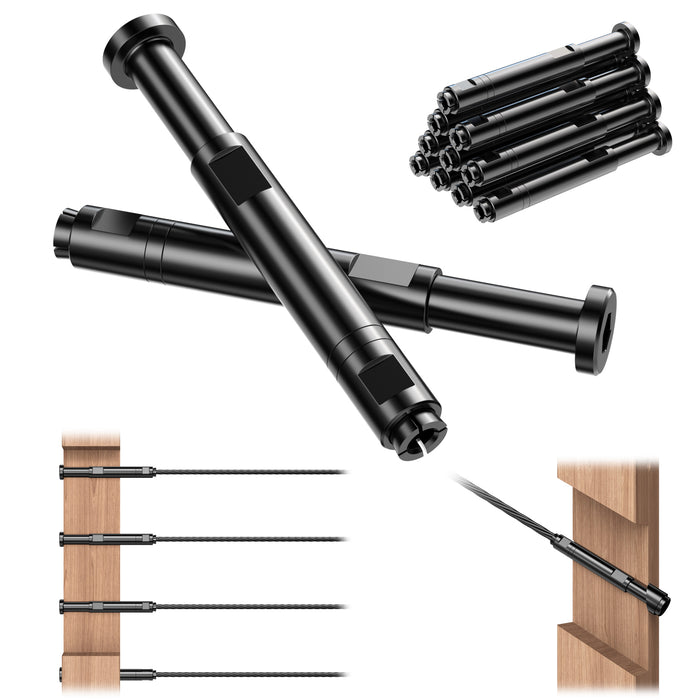 BLIKA Patented 1/8" & 3/16" Black Swageless Cable Fittings T316 For Metal&Wood Post