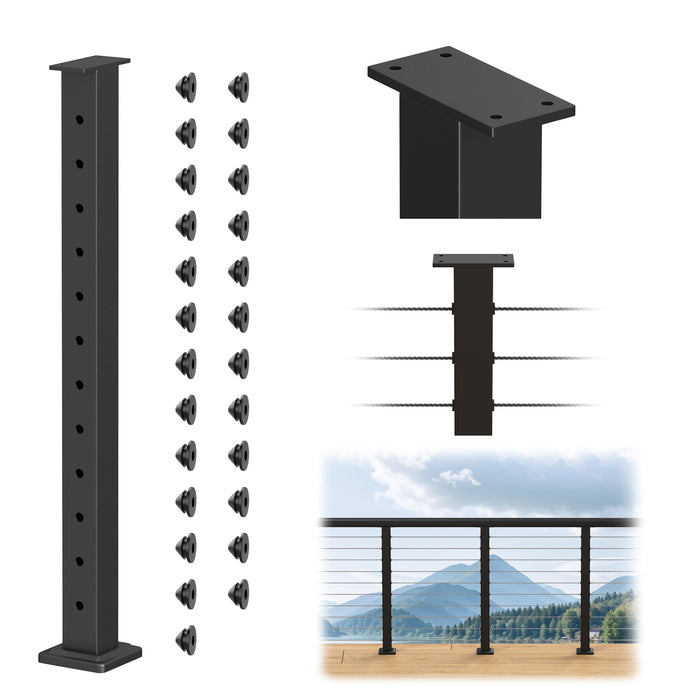 BLIKA 42" Level Drilled Cable Railing Post