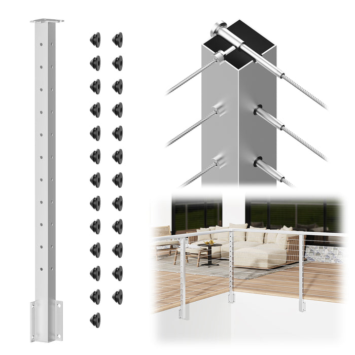 BLIKA 36" Level Drilled Brushed Stainless Side Mount Inner Corner Post