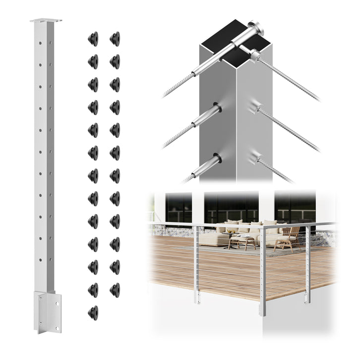 BLIKA 36" Level Drilled Brushed Stainless Side Mount Outer Corner Post