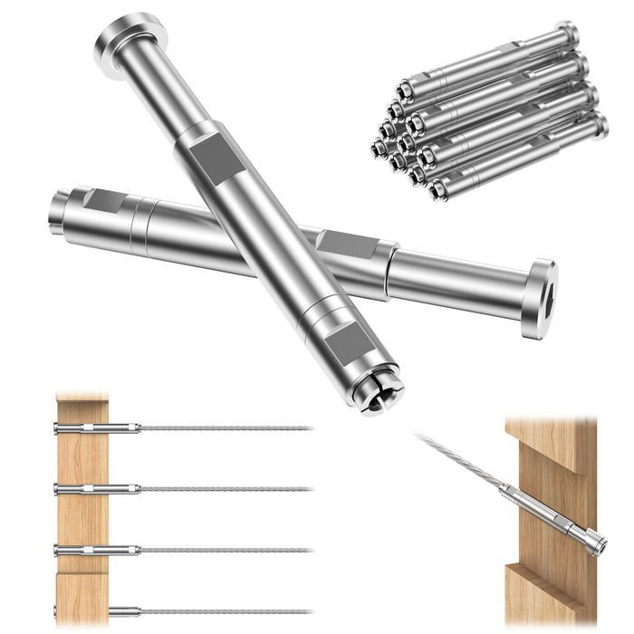 BLIKA Patented 1/8" & 3/16" Swageless Cable Fittings T316 For Metal&Wood Post