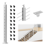 BLIKA 42" Brushed Stainless Steel Pre-Drilled Angled Cable Railing Post for Stair Runs