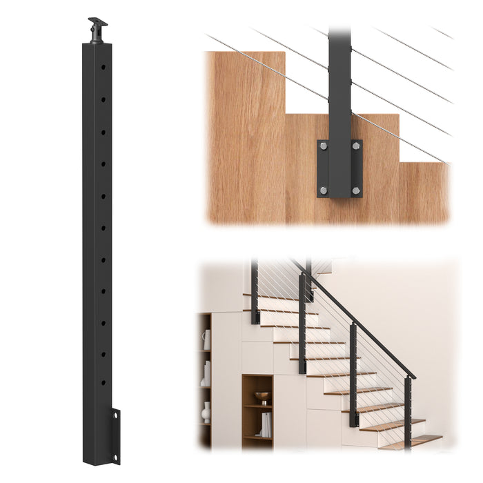 BLIKA 36" Angle Drilled Side Mount Post for Cable Railing