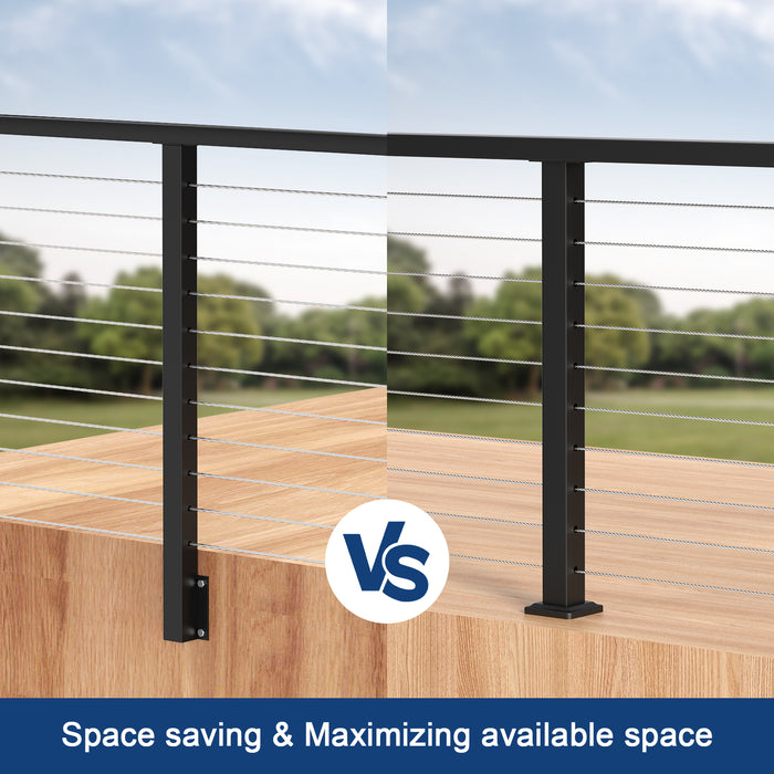 BLIKA 36" Level Drilled Side Mount Post for Cable Railing