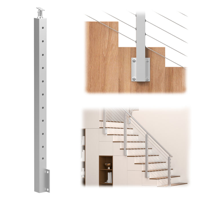 BLIKA 36" brushed stainless steel Angle Drilled Side Mount Post