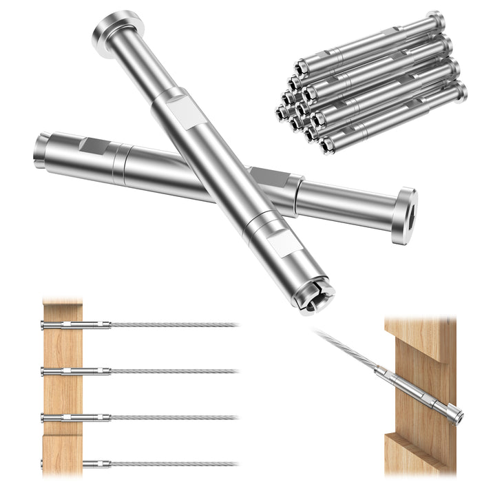 BLIKA Patented 1/8" & 3/16" Swageless Cable Fittings T316 For Metal&Wood Post