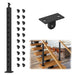 BLIKA 42 inch Black Cable Railing Post for Stairs, T304 Stainless Steel Surface Mount Post with Pre-drilled Angled Holes and Adjustable Top Bracket.