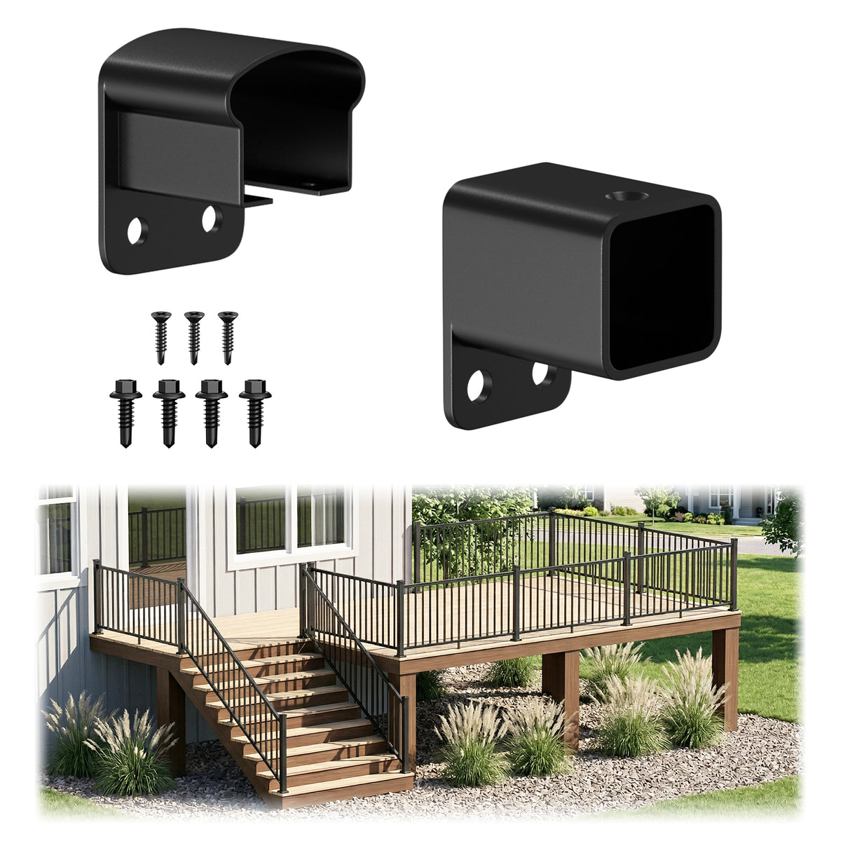 BLIKA Level Aluminum Railing Connector Set｜Matte Black Aluminum for ...